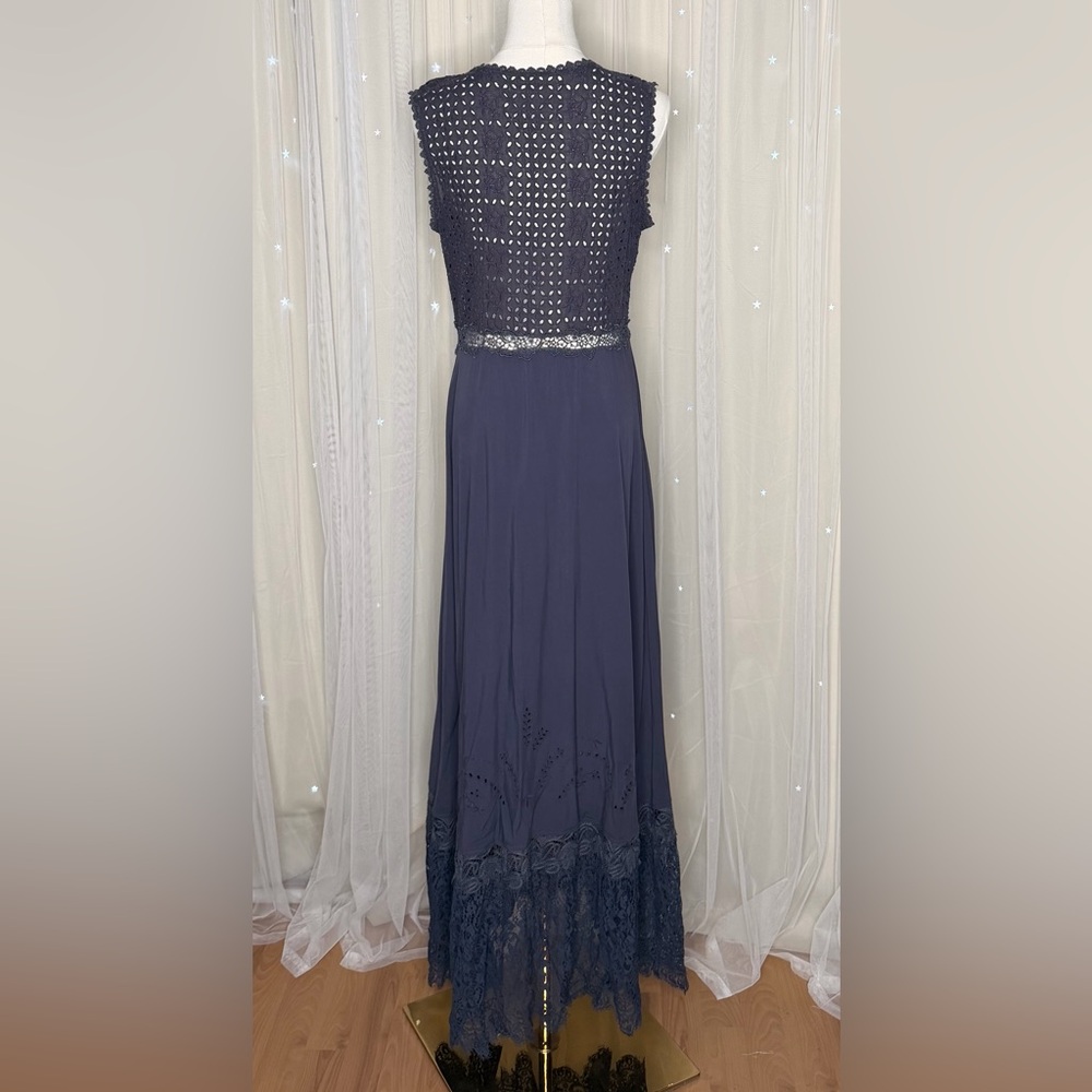 Johnny Was Love Midnight Eyelet Blue Lace Maxi Dress Gavin - Picture 4 of 7